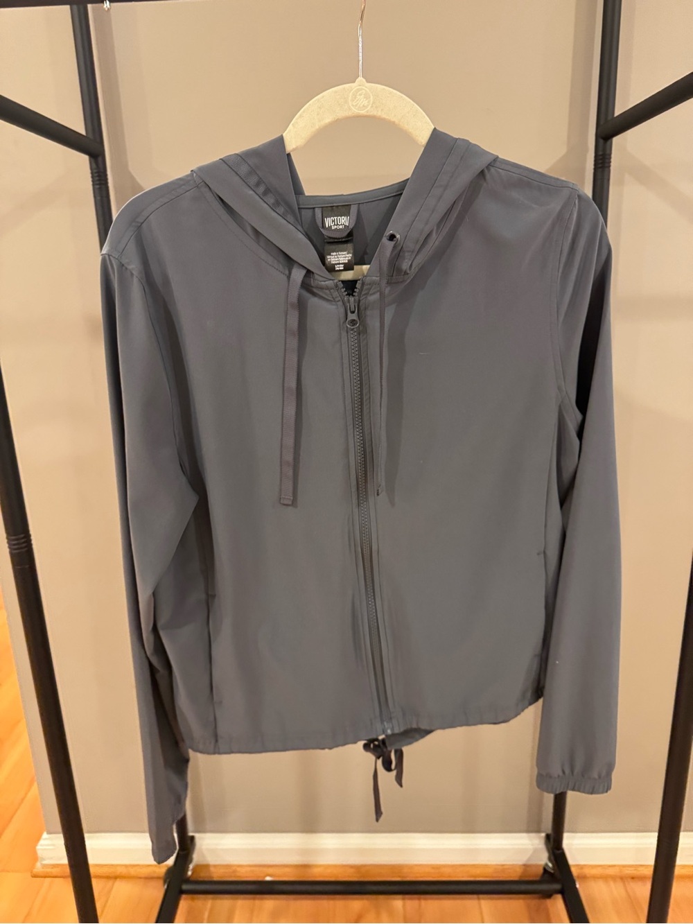 Victoria's Secret Charcoal Gray Hooded Zip-Up Utility Jacket